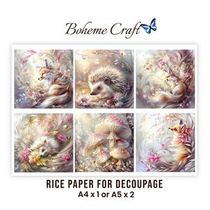 Enchanted Forrest Decoupage Rice Paper Fairytale Animal Collage Sheet Scrapbook journals Card Making Supplies. image 1