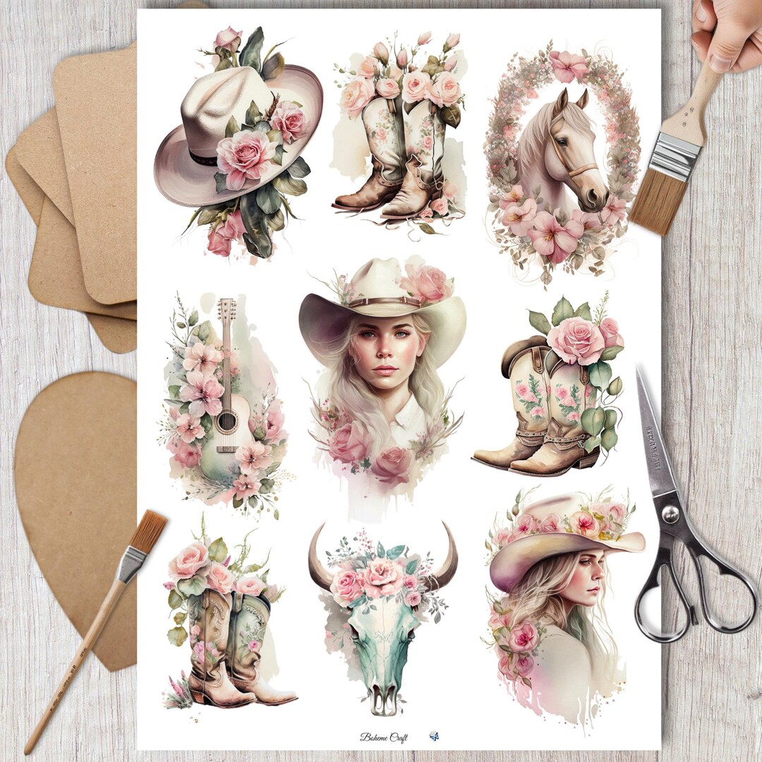 Country Western Rice Paper for Decoupage: Collage Sheet, Scrapbooking ...