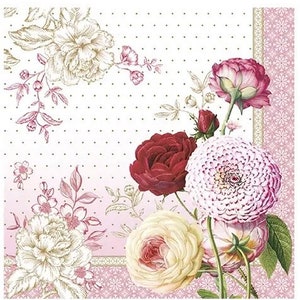 4 Serwetki papierowe do decoupage'u/Vintage Rose Floral/Serwetka/Do scrapbookingu/Zmienionej sztuki/Tworzenia kartek i rękodzieła papierowego