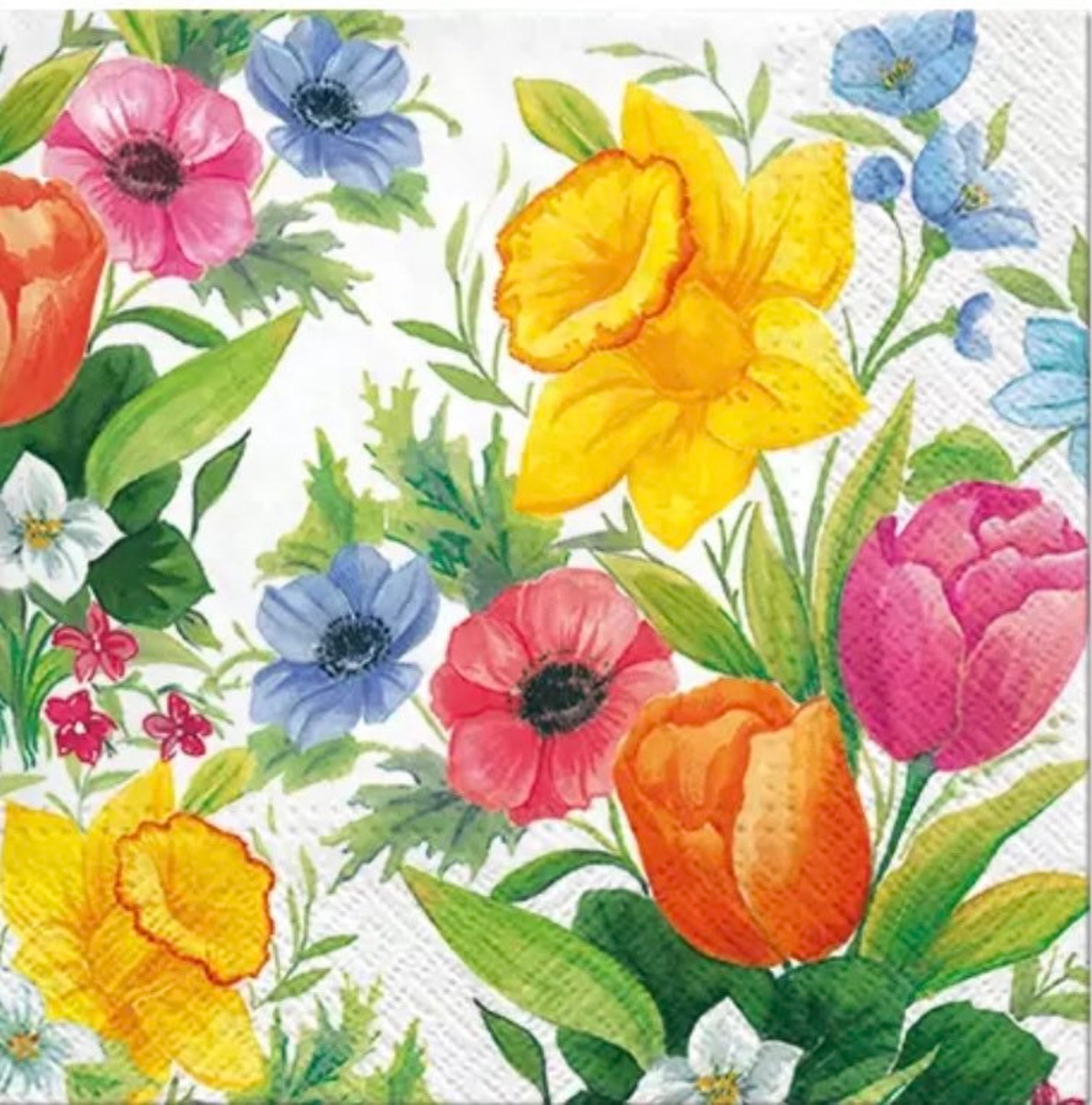 4 Decoupage Napkins / Daffodil / Flowers / Paper Napkins for Etsy