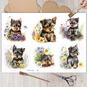 Carta di riso per decoupage, cani Terrier, scrapbooking, diari, disponibili vari formati e tipi di carta.