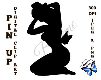 Instant Download, Printable Burlesque Pin Up Image, Clip Art Template, Digital Collage, Printable Decoupage, Junk Journal, JPEG/PNG