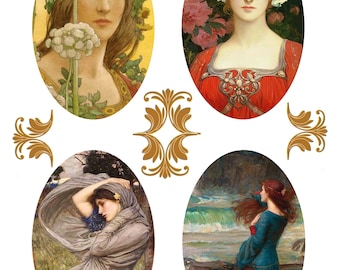 Pre Raphaelites Rice Paper For Decoupage, Scrapbooking Elhemera, Decorative Paper Crafts, Mixed Media, Furniture DIY Decor