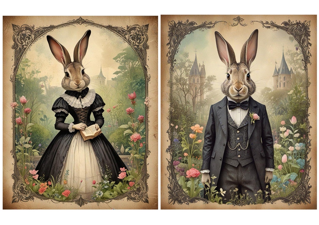Gothic Rabbit Rice Paper: Victorian Anthropomorphic Animals for ...