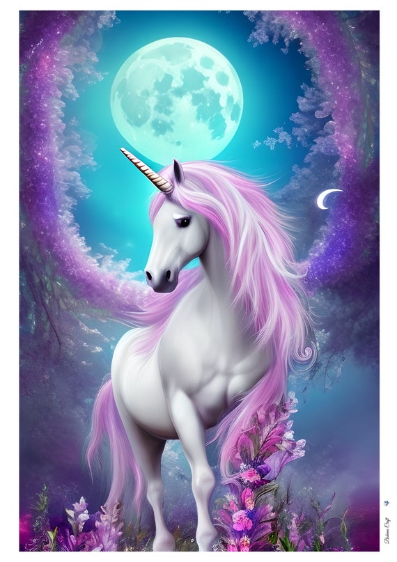 Rice Paper for Decoupage / Fairytale Unicorn / Mulberry Tissue / Scrapbooking / 1 A4 Sheet / 30gm/2