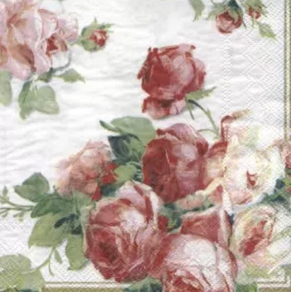 Vintage Roses Paper Napkins for Decoupage Journals DIY Etsy