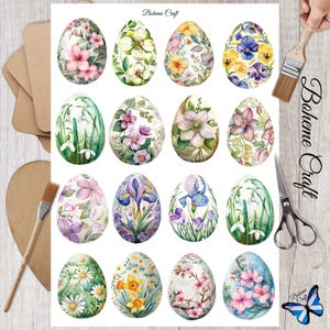 Papel de arroz para decoupage, hoja de collage de huevos de Pascua florales, material efímero para álbumes de recortes, calcomanías de Pascua, collage para hacer tarjetas, manualidades con papel decorativo