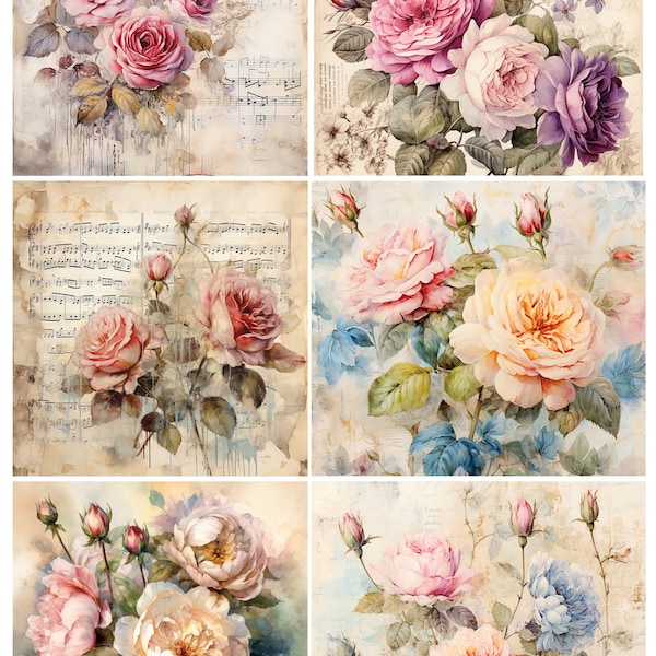 Vintage Roses Rice Paper For Decoupage, Scrapbooking, Journals, Card Making And Decorative Paper Crafts