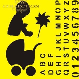 Flexibele, herbruikbare baby- en alfabetstencil voor kaarten maken, scrapbooking, schilderen, decoupage, decoratief papier, wanddecoratie