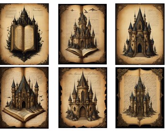 Gothic Grimoire Reispapier: Gruselschloss Decoupage Papier