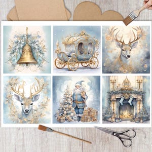 Carta di riso decorativa per decoupage / Collage natalizio da favola / Effimere di scrapbooking natalizio / Creazione di biglietti / Artigianato decorativo in carta