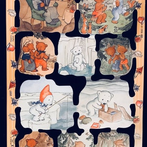 Troqueles de papel para álbumes de recortes, relieves, osos, hojas vintage, animales, decoupage, mamelucos, Inglaterra, 1907