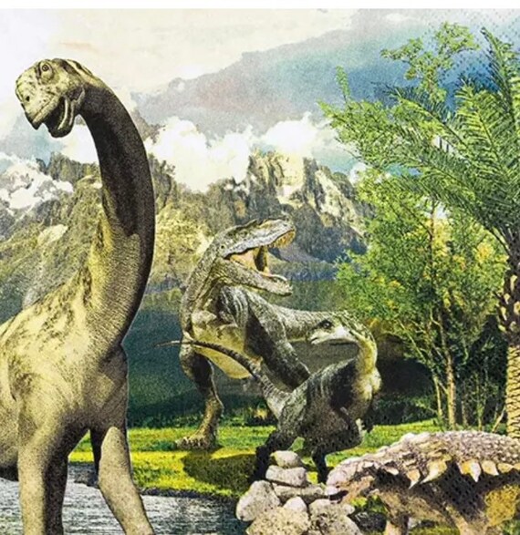 4 Decoupage Paper Napkins / Dinosaur Serviette Tissue / Etsy