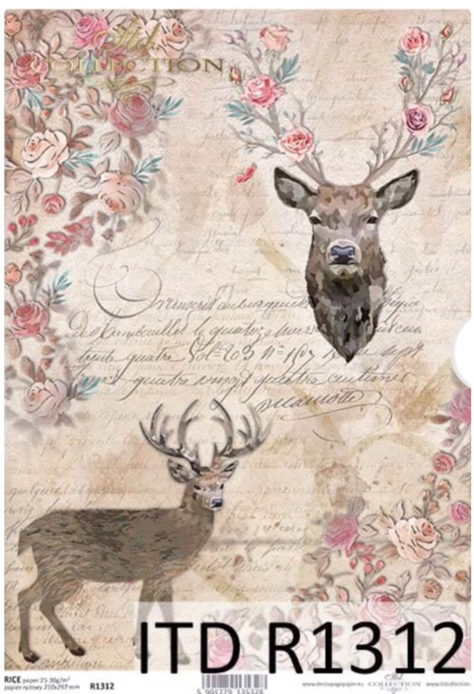 Stag Collage Stag Collage Rice Paper: Floral Decoupage Tissue (A4 Sheet) - Etsy