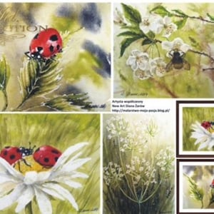 Carta per decoupage A4, collage di coccinelle, stampa di coccinelle, diario della natura, foglio per album, liscia, semi lucida, classica, D0500M