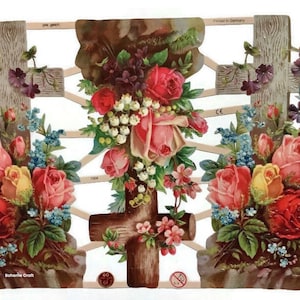 Troqueles de papel con rosas y cruces para decoupage, scrapbooking, manualidades decorativas, fabricación de tarjetas, diarios, decoración de velas, EF 7308