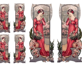 Jugendstil Frau Reis-Papier für Decoupage: Scrapbooking, Kartenherstellung
