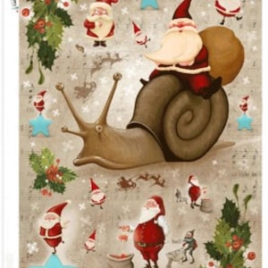 Christmas Santa Rice Paper for Decoupage, Scrapbooking, Card Making, Decorative Paper Crafts, Scrapbooking Ephemera, Mixed Media