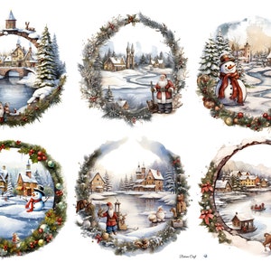 Carta di riso decorativa per decoupage / Scene di neve invernale / Scrapbooking Ephemera / Creazione di biglietti / Artigianato di carta decorativa