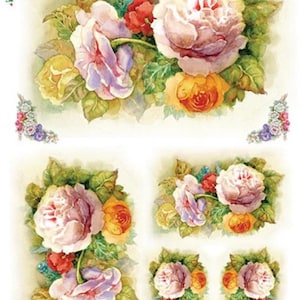 Rice Paper for Decoupage / Vintage Roses / Decorative Mulberry / Scrapbooking / Card Making / 1 Sheet / 30gm/2, PD166