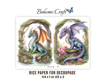 Fantasy Dragon Decoupage Rice Paper Fairytale Art Print Furniture Makeover Scrapbook Junk Journals Sheet A4/A5
