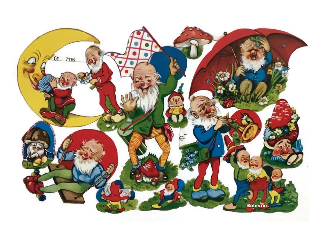 Garden Gnome Paper Die Cut Scraps for Decoupage, Scrapbooking ...