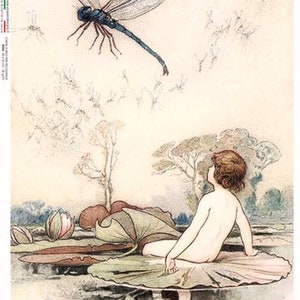 Papier de riz pour découpage vintage fée et libellule, travaux manuels décoratifs en papier, découpage de meubles, fabrication de cartes, techniques mixtes, PD181