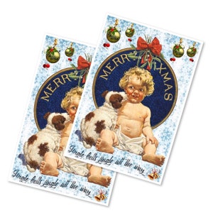 2 Small Vintage Christmas Rice Paper Sheets for Decoupage, Scrapbooking, Decorative Paper Crafts, Mixed Media, Journals, A5, PD150