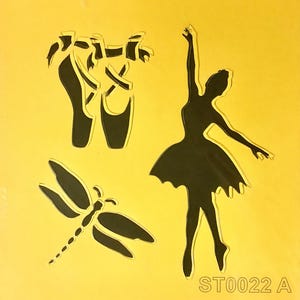 Flexibele, herbruikbare ballerina, balletschoenen, libelsjabloon voor kaarten maken, scrapbooking, schilderen, decoratief papier, knutselen, doe-het-zelfdecoratie