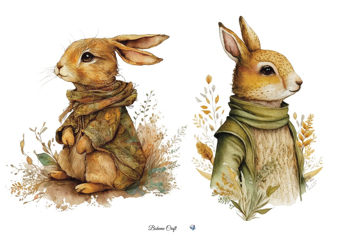 Bunny Rabbit Rice Paper for Decoupage, Scrapbooking, Card Making ...