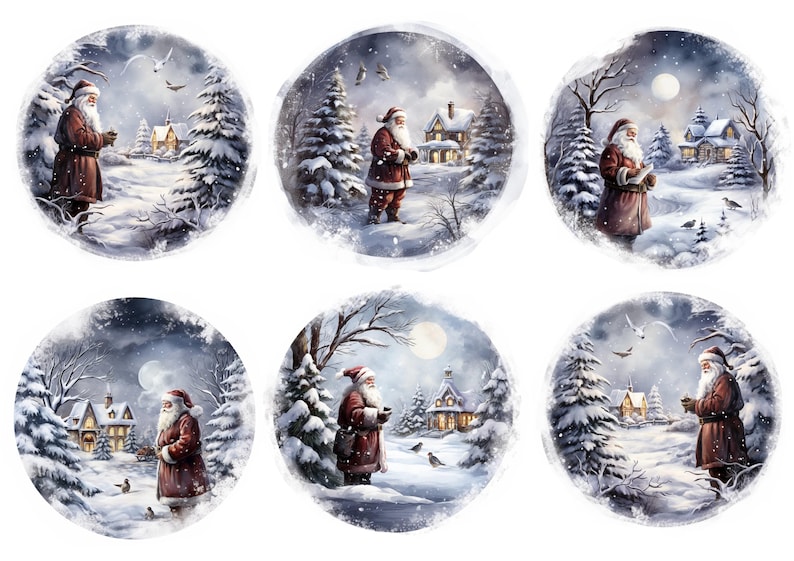 Santa Snow Scene Rice Paper for Decoupage: Christmas Collage - Etsy