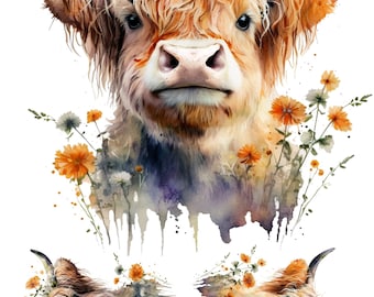 Rice Paper for Decoupage, Highland Cows, Collage Sheet, Decorative Mulberry Tissue, Scrapbooking, Junk Journal , 1 A4 Sheet
