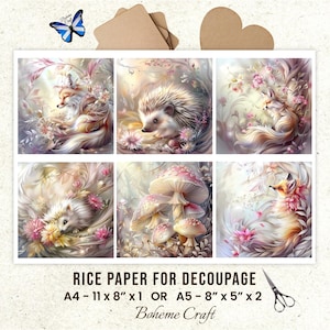 Enchanted Forrest Decoupage Rice Paper Fairytale Animal Collage Sheet Scrapbook journals Card Making Supplies. image 14