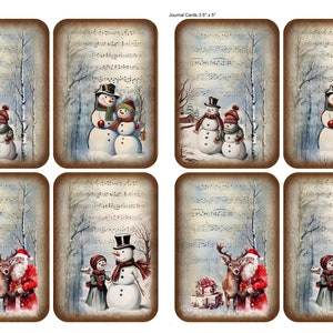 Papel de arroz decorativo para decoupage / Collage de muñeco de nieve de invierno vintage / Scrapbooking / Fabricación de tarjetas / 30gm/2