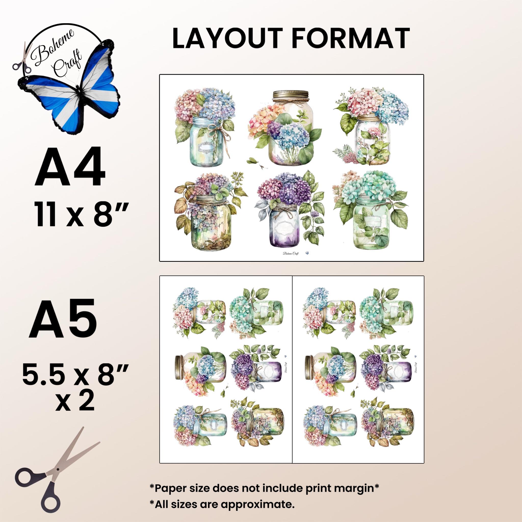 Hydrangea Rice Paper Hydrangea Rice Paper for Decoupage: Floral Collage Ephemera - Etsy