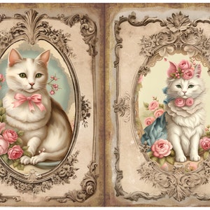 Papier de riz pour découpage, collage de portraits de chats victoriens vintage, albums éphémères de scrapbooking, fabrication de cartes, travaux manuels décoratifs en papier