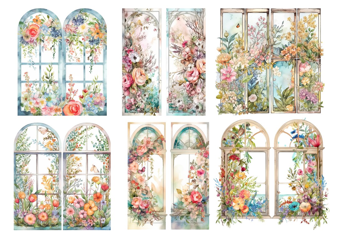 Decoupage Rice Paper, Floral Window Collage Sheet, A4/A5 - Etsy