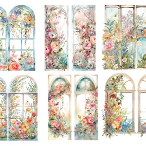 A4 Rice Paper/ Decoupage /  Floral Window Collage/ Scrapbooking / Card Making / Ephemera/ Journal/ A4