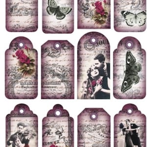 Vintage Romantik Shabby Chic Scrapbook Papier/Karte Geschenkanhänger für Geschenke, Journals, dekoratives Papierhandwerk, TAG0039