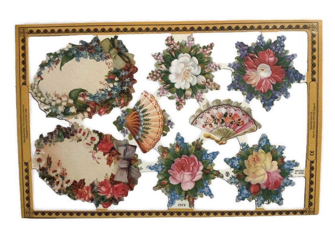 Vintage MLP Die Cut Embossed Paper Scraps Flowers Decoupage Etsy