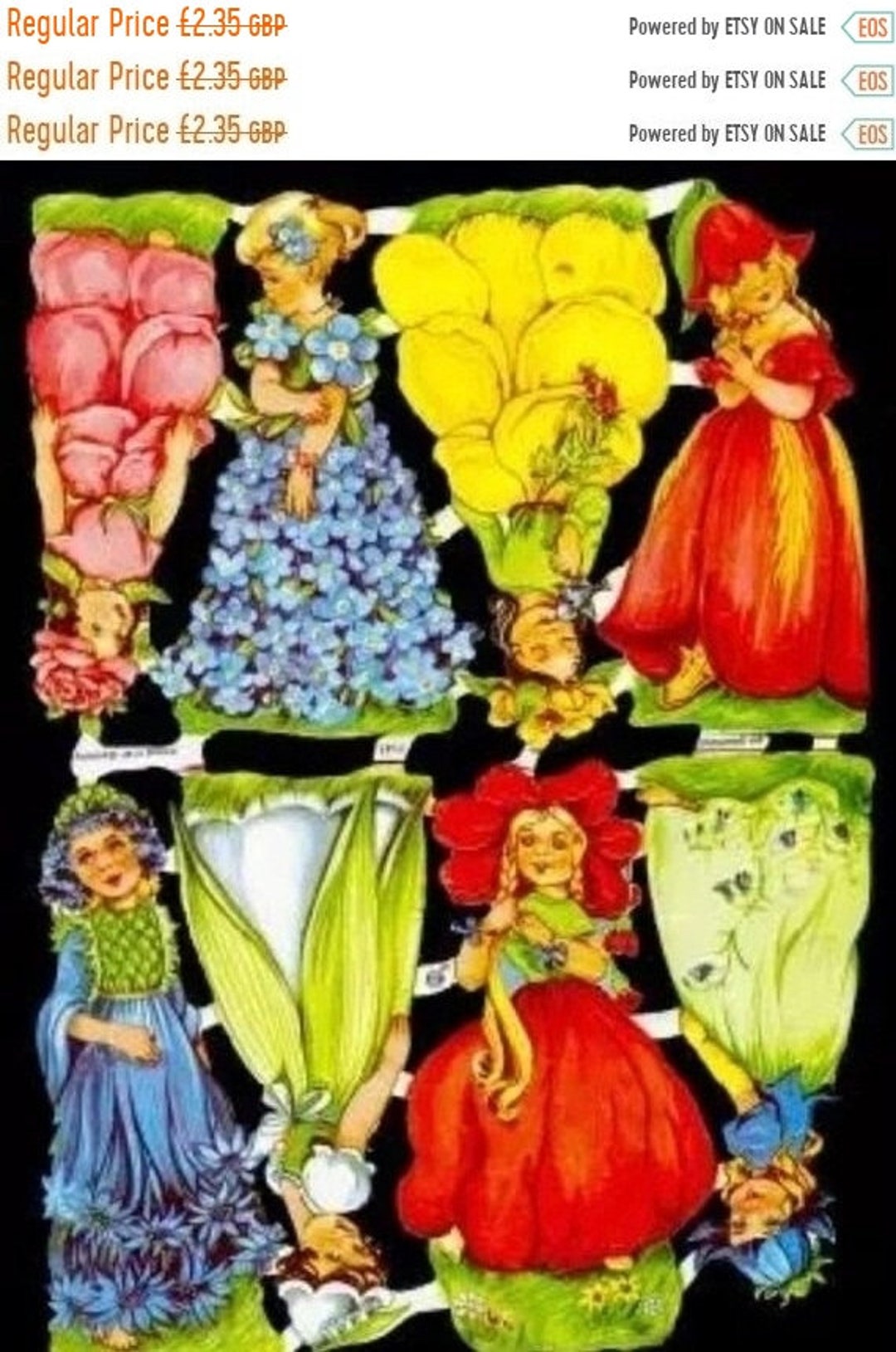 German Die Cut Paper Scraps Embossed Vintage Flower Fairies Etsy
