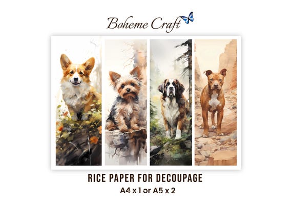 Dog Breed Rice Paper For Decoupage, A4/A5 Collage Sheet