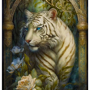 Carta di riso decorativa per decoupage, tigre gotica, stampa artistica, scrapbooking, creazione di cartoline.