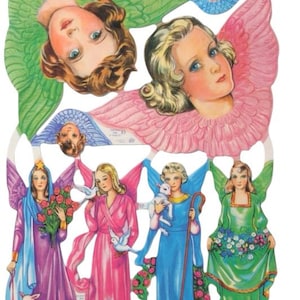 Relieves de papel troquelados de estilo vintage con forma de ángel para álbumes de recortes, decoupage y manualidades con papel decorativo, Mamelok England, 1984