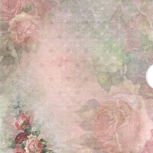 Papier cartonné A4 pour scrapbooking, feuille de collage roses rouges vintage, papier décoratif, fabrication de cartes