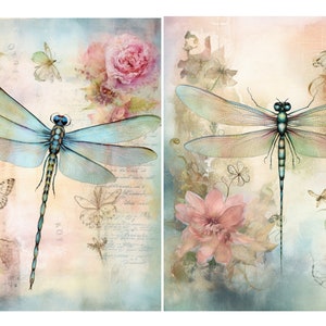 Papier de riz pour découpage, libellule aquarelle, tissu de mûrier, journal de scrapbooking, impression d'art
