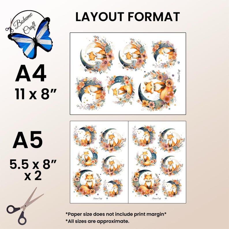 Foxes Decoupage Paper for Decorative Paper Craftsm Scrapbooking