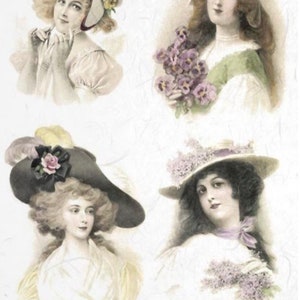 Papier ryżowy do decoupage'u, kobiety edwardiańskie, pamiątki ze scrapbookingu, tworzenie kartek, dekoracyjne rzemiosło papierowe, dekoracje mebli i świec, R0467