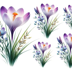 Carta di riso con fiori di croco per decoupage / scrapbooking / creazione di biglietti / effimeri / diario / A4