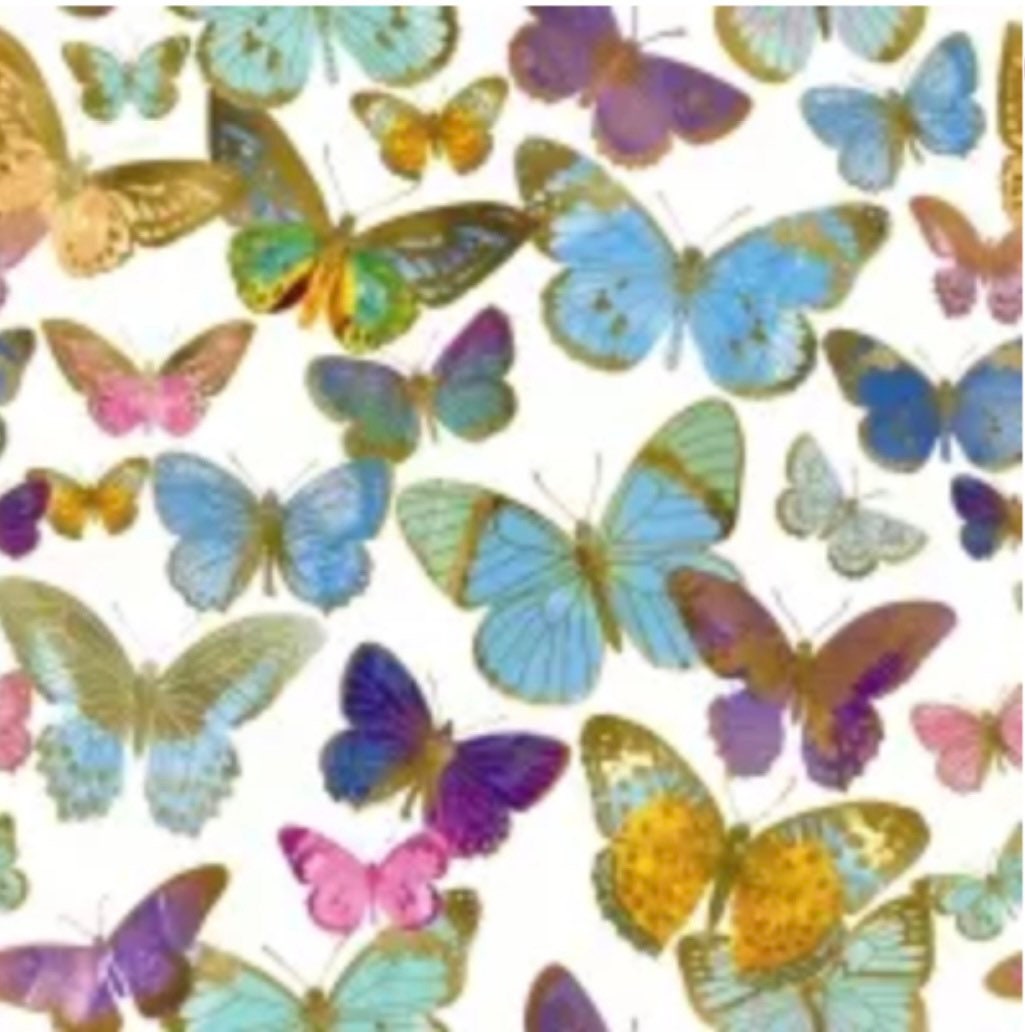 3 x Single Paper Napkins Decoupage Tissue Purple Butterfly Flowers & Sript M244 